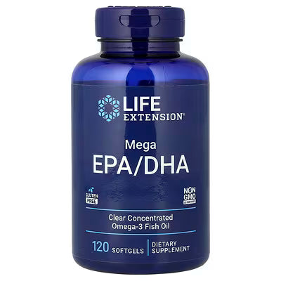 Life Extension Mega EPA/DHA Clear Concentrated Omega-3 Fish Oil – 120 Softgels