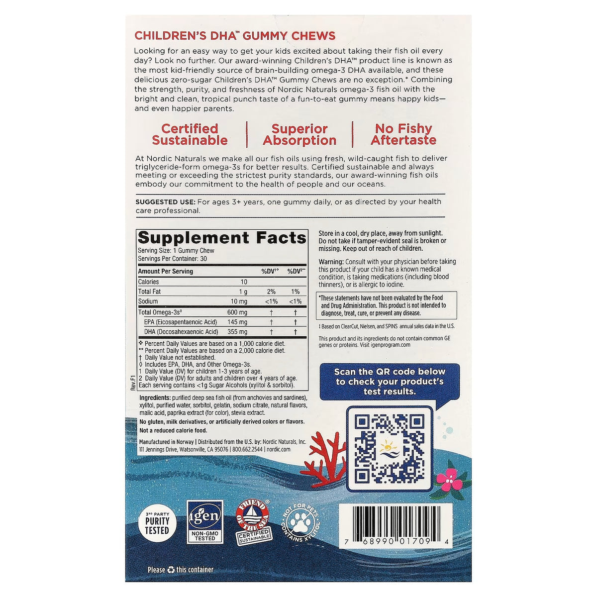 Nordic Naturals Children's DHA Gummy - Omega-3 Support for Kids' Brain & Eye Health