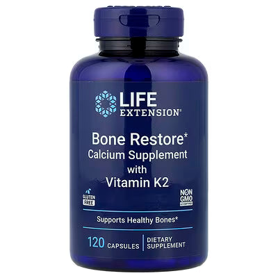 Life Extension Bone Restore Calcium Supplement with Vitamin K2 – 120 Capsules, Supports Healthy Bones