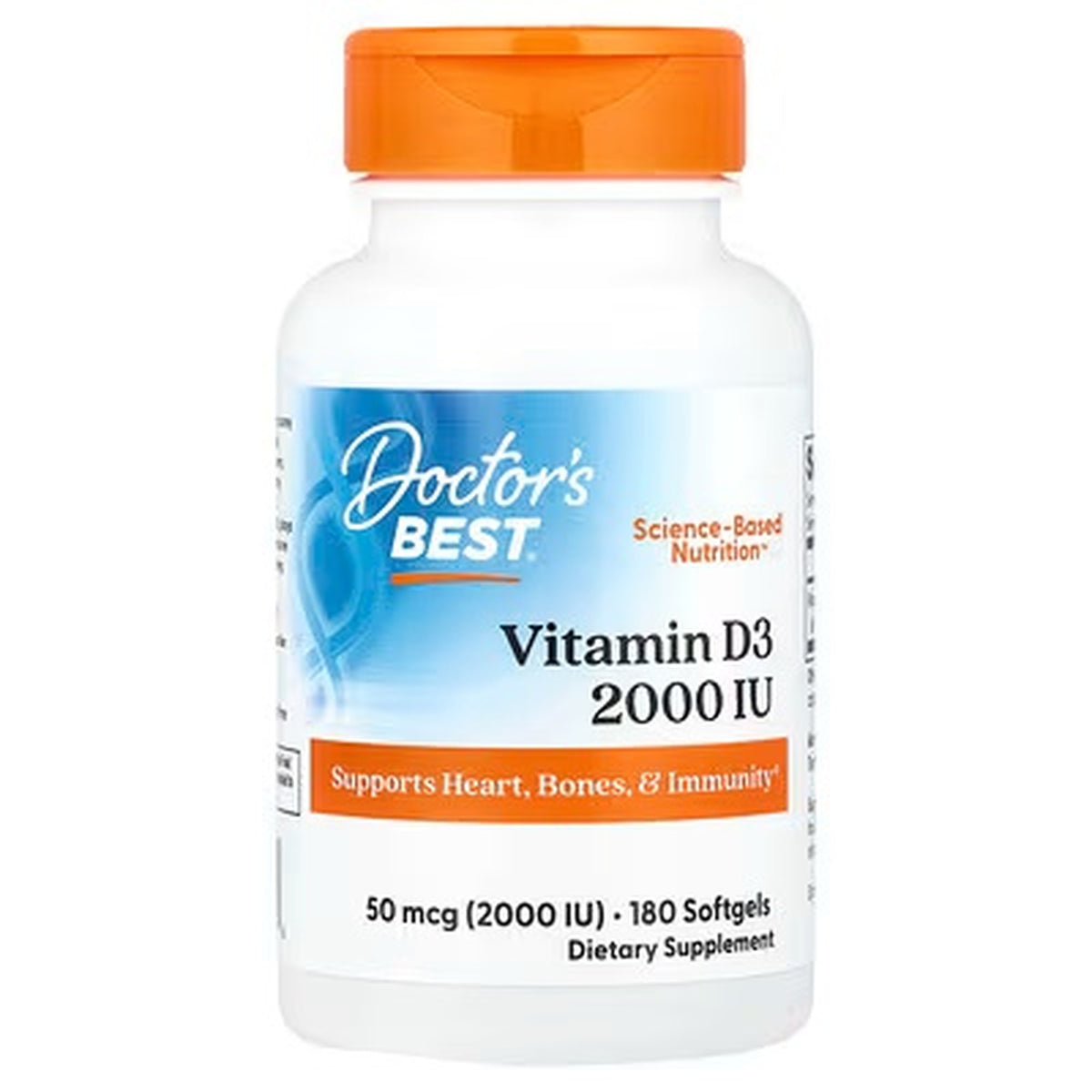 Doctor’s Best Vitamin D3 – 1,000, 2,000 & 5,000 IU, 180 Softgels — product image 3