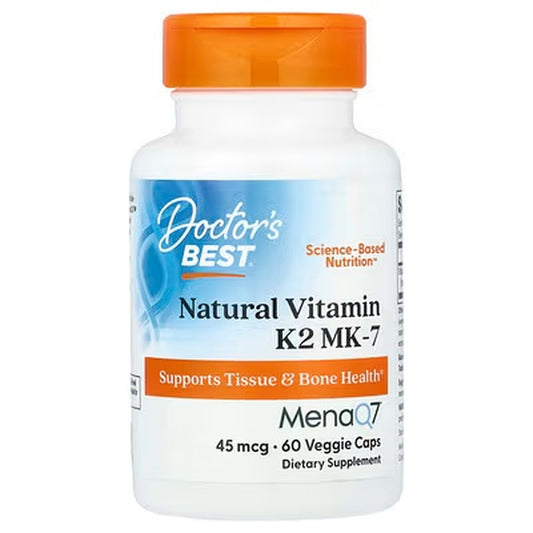 Doctor’s Best Natural Vitamin K2 MK-7 with MenaQ7 – 45 mcg, 60 & 180 Veggie Capsules — product image 1