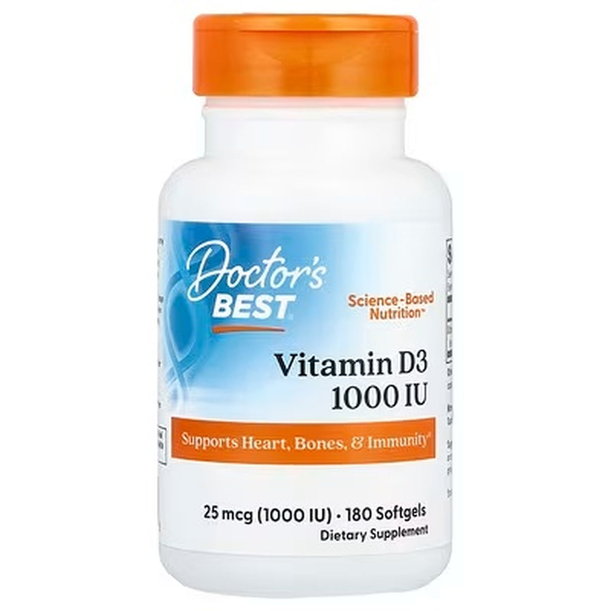 Doctor’s Best Vitamin D3 – 1,000, 2,000 & 5,000 IU, 180 Softgels — product image 1