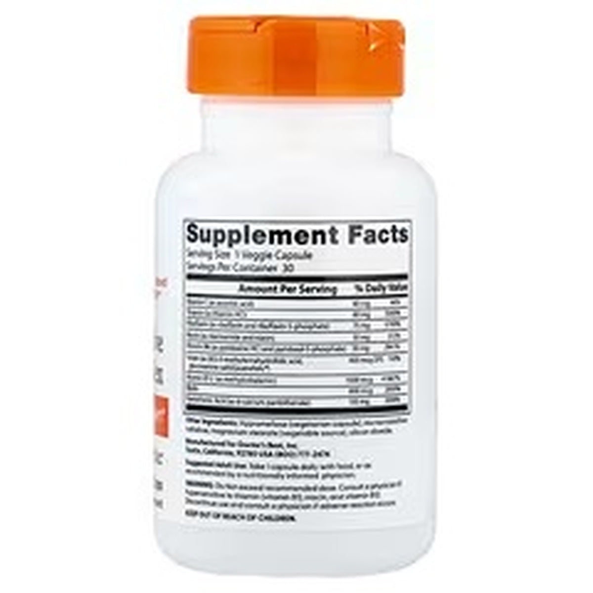 Doctor’s Best Fully Active B Complex with Quatrefolic – 30 Veggie Capsules — product image 2