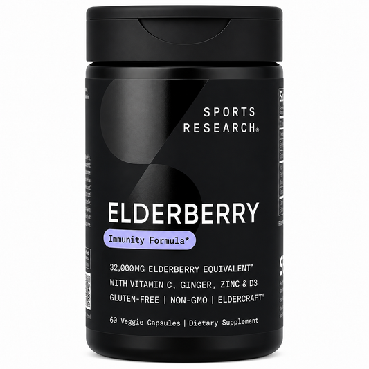 Sports Research Elderberry Immunity Formula – 32,000mg Equivalent with Vitamin C, Zinc & D3
