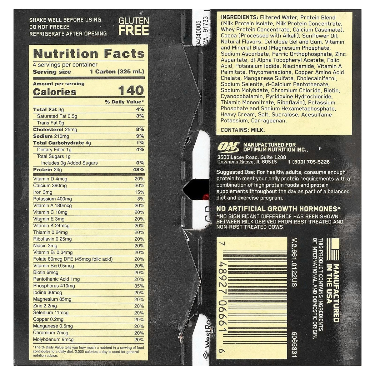 Optimum Nutrition Gold Standard Protein Shake – Chocolate, 4 × 325 mL — product image 3