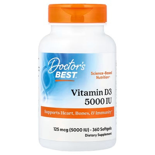 Doctor’s Best Vitamin D3 – 5,000 IU (125 mcg), 360 Softgels — product image 1