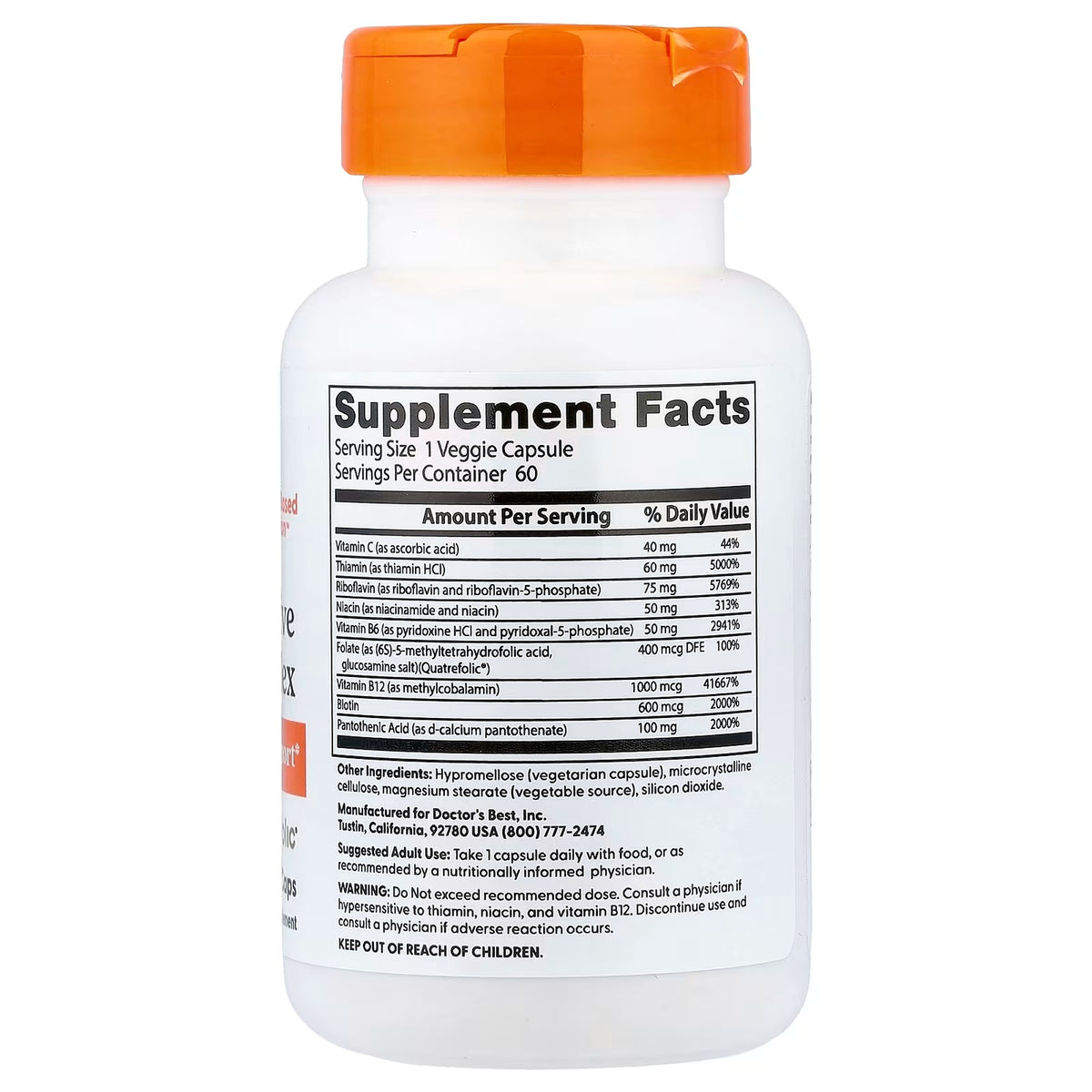 Doctor’s Best Fully Active B Complex with Quatrefolic – 30 Veggie Capsules — product image 4