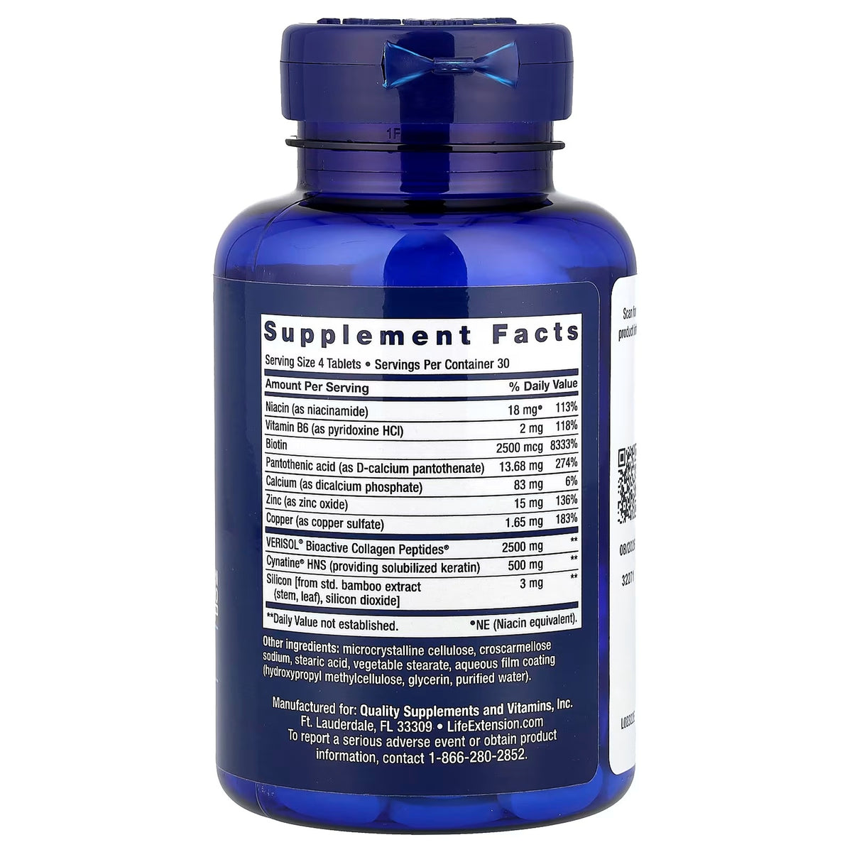 Life Extension Hair, Skin & Nails Collagen Plus – 120 Tablets — product image 2