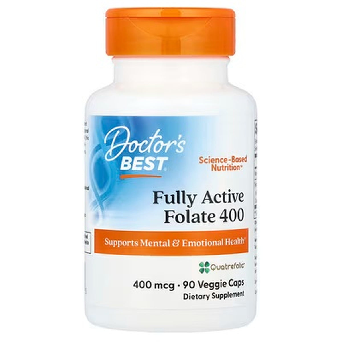 Doctor’s Best Fully Active Folate 400 with Quatrefolic – 400 mcg DFE, 90 Veggie Capsules — product image 1