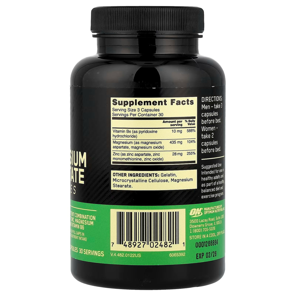 Optimum Nutrition Zinc Magnesium Aspartate with Vitamin B6 – 90 Capsules — product image 2