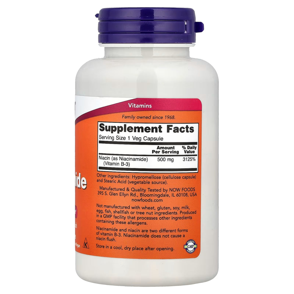 NOW Foods Niacinamide 500 mg – 100 Veg Capsules