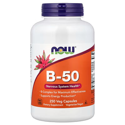 NOW B-50 Complex Nervous System Health 250 Veg Capsules bottle
