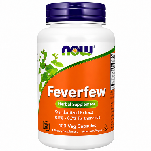 NOW Foods Feverfew Herbal Supplement 100 Veg Capsules