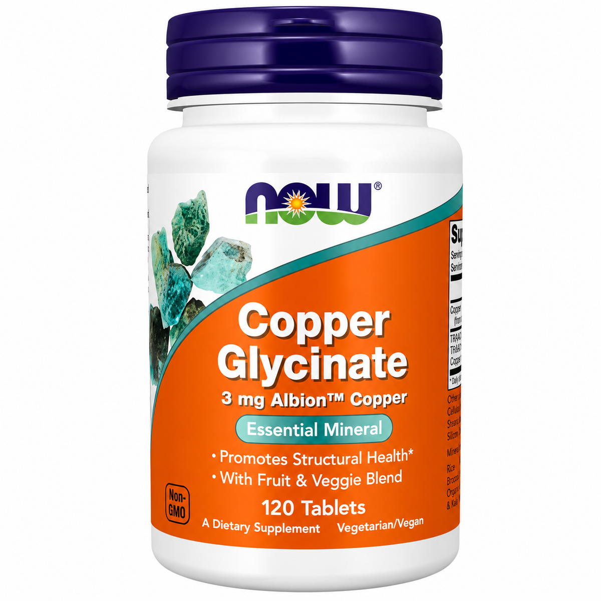 NOW Foods Copper Glycinate 3mg Albion Essential Mineral 120 Tablets