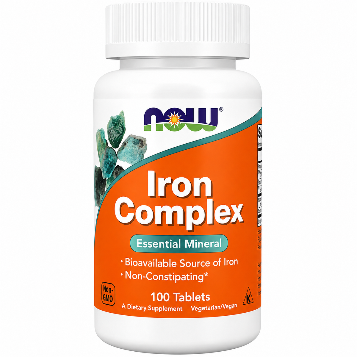 NOW Foods Iron Complex Bioavailable Non-Constipating Essential Mineral 100 Tablets