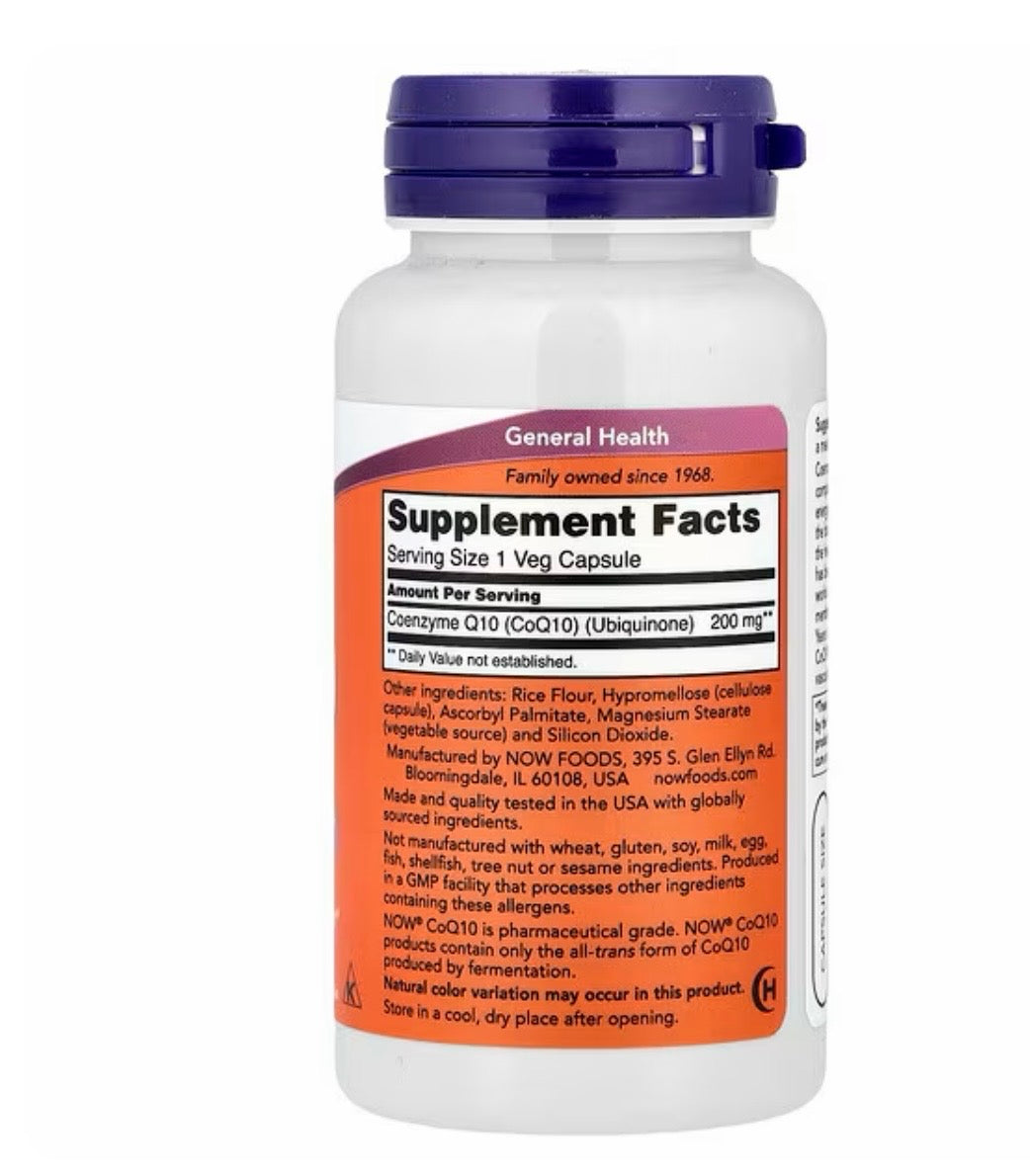 NOW Foods, CoQ10, 200 mg, 60 Veg Capsules — product image 2
