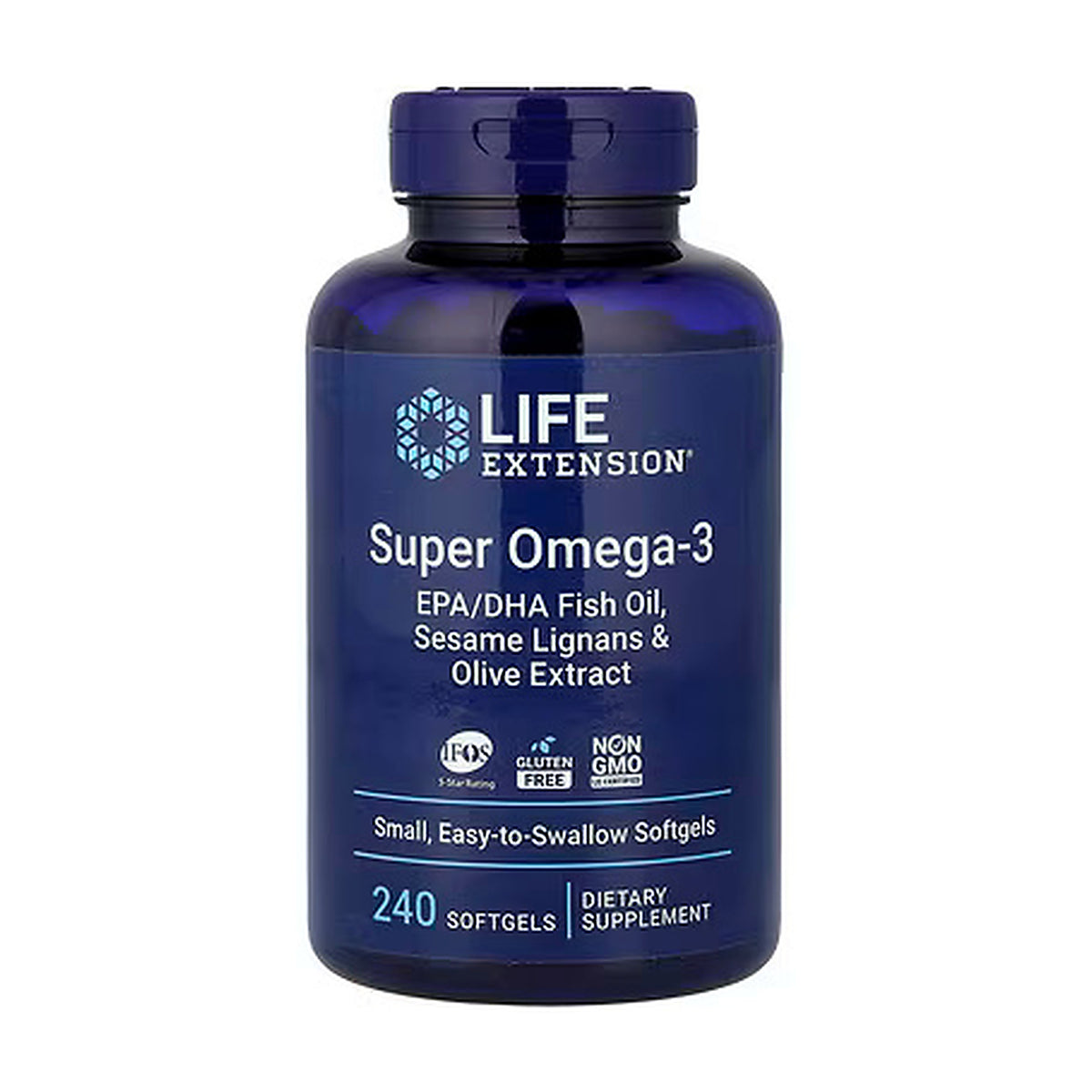 Life Extension Super Omega-3 EPA/DHA Fish Oil, Sesame Lignans & Olive Extract – 240 Softgels
