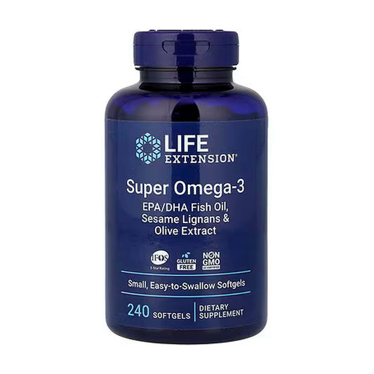 Life Extension Super Omega-3 EPA/DHA Fish Oil, Sesame Lignans & Olive Extract – 240 Softgels