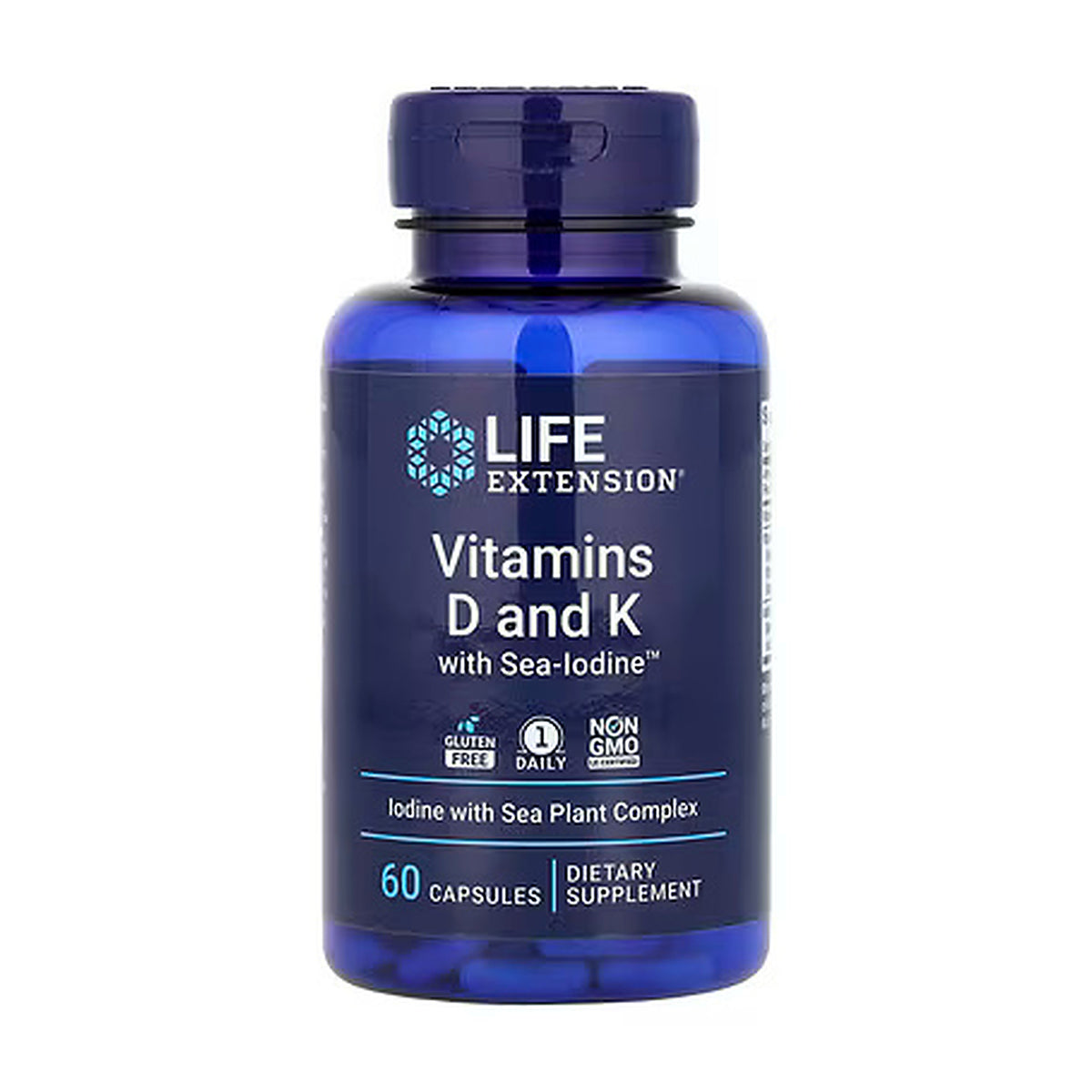Life Extension Vitamins D and K with Sea-Iodine 60 Capsules