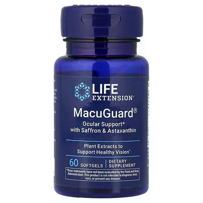Life Extension MacuGuard Ocular Support with Saffron and Astaxanthin 60 Softgels