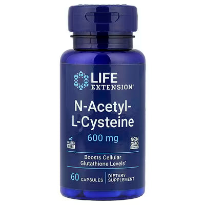 Life Extension N-Acetyl-L-Cysteine NAC 600 mg – 60 Capsules, Boosts Cellular Glutathione Levels