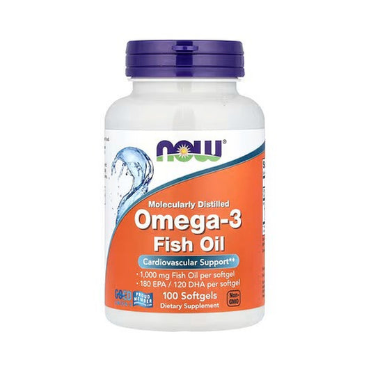 Now Foods Omega-3 Fish Oil Molecularly Distilled 1000mg 100 Softgels