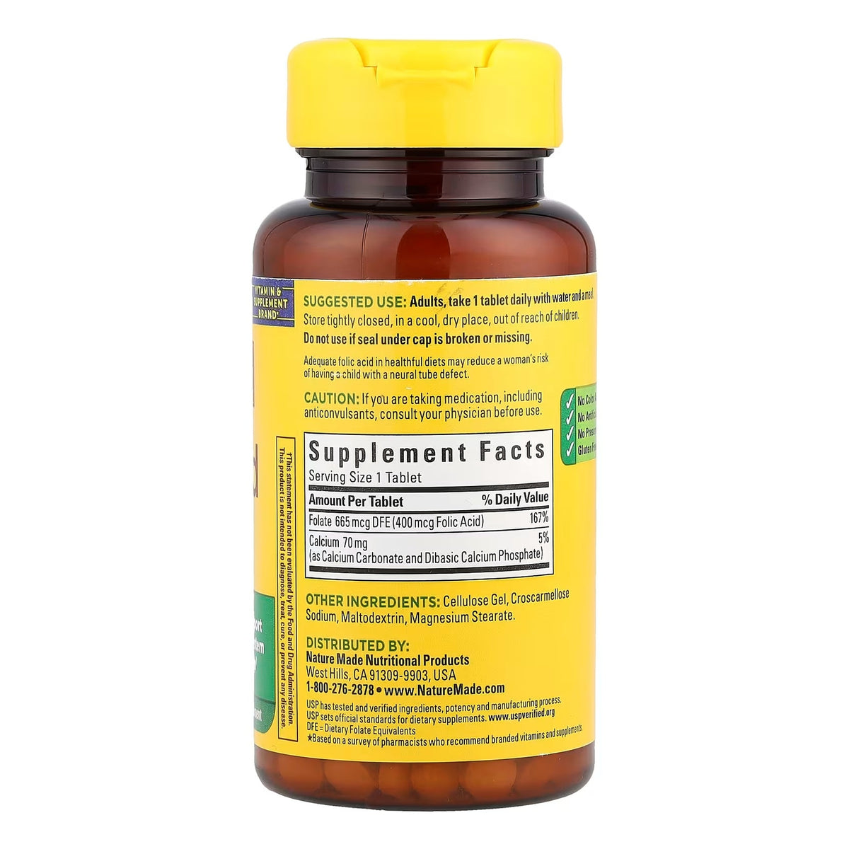 Nature Made Folic Acid 400 mcg (665 mcg DFE) - 250 Tablets