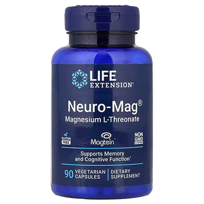 Life Extension Neuro-Mag Magnesium L-Threonate – 90 Vegetarian Capsules, Supports Memory and Cognitive Function