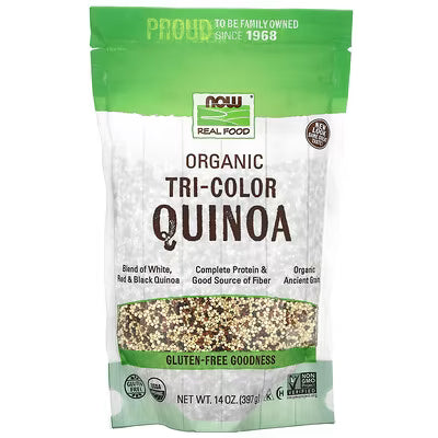 NOW Real Food Organic Tri-Color Quinoa White Red Black Gluten-Free 14oz 397g