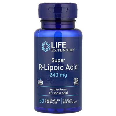 Life Extension Super R-Lipoic Acid 240 mg Active Form of Lipoic Acid 60 Vegetarian Capsules