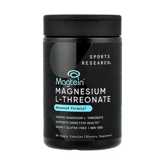Sports Research Magnesium L-Threonate with Magtein® – 90 & 180 Veggie Capsules