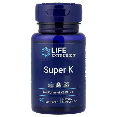 Life Extension Super K Two Forms of K2 Plus K1 90 Softgels
