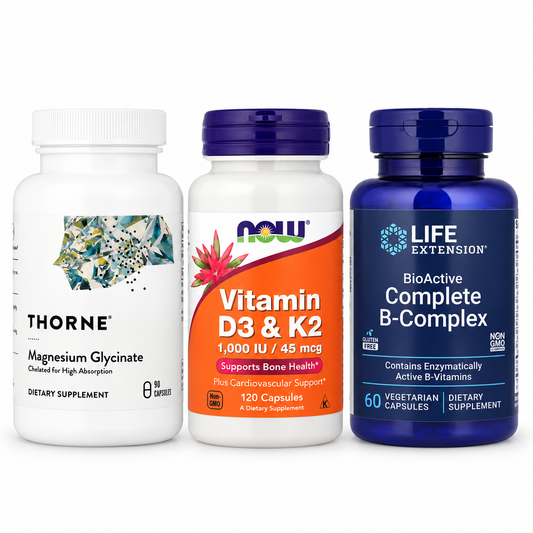 Everyday vitamins bundle with B-Complex, vitamin D3/K2, and magnesium