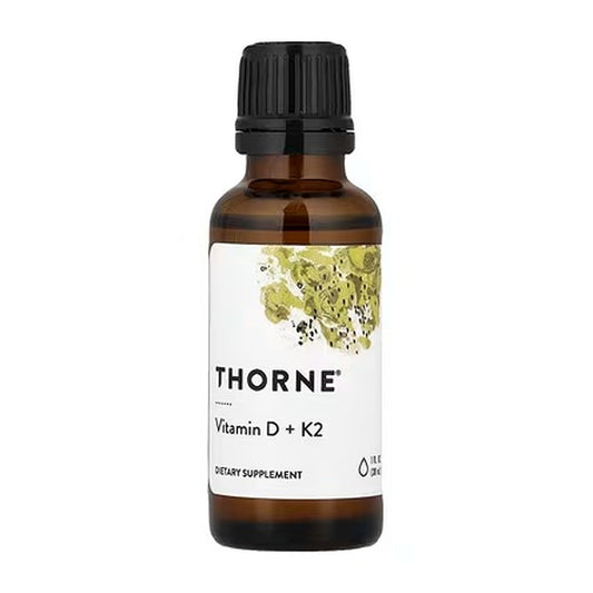 Thorne Vitamin D + K2 Liquid Drops Bone Immune Cardiovascular Health 1 fl oz 30mL Dietary Supplement
