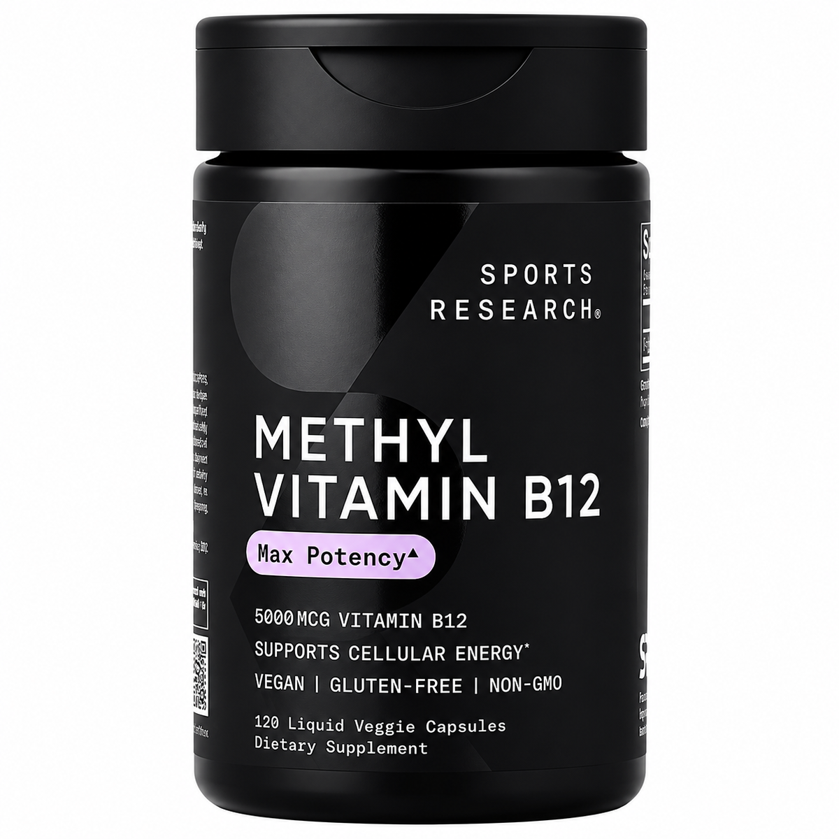 Sports Research Methyl Vitamin B12 Max Potency 5000mcg – 120 Liquid Veggie Capsules