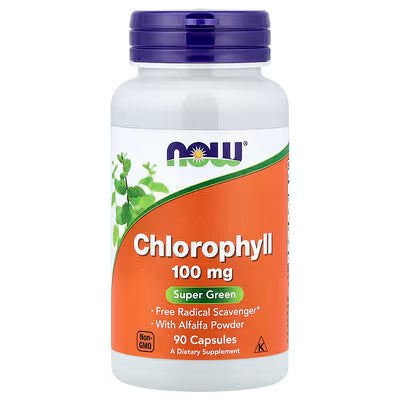 NOW Chlorophyll 100mg Super Green 90 Capsules bottle