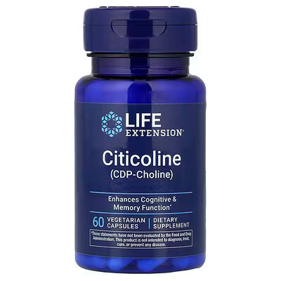Life Extension Citicoline CDP-Choline Enhances Cognitive and Memory Function 60 Vegetarian Capsules