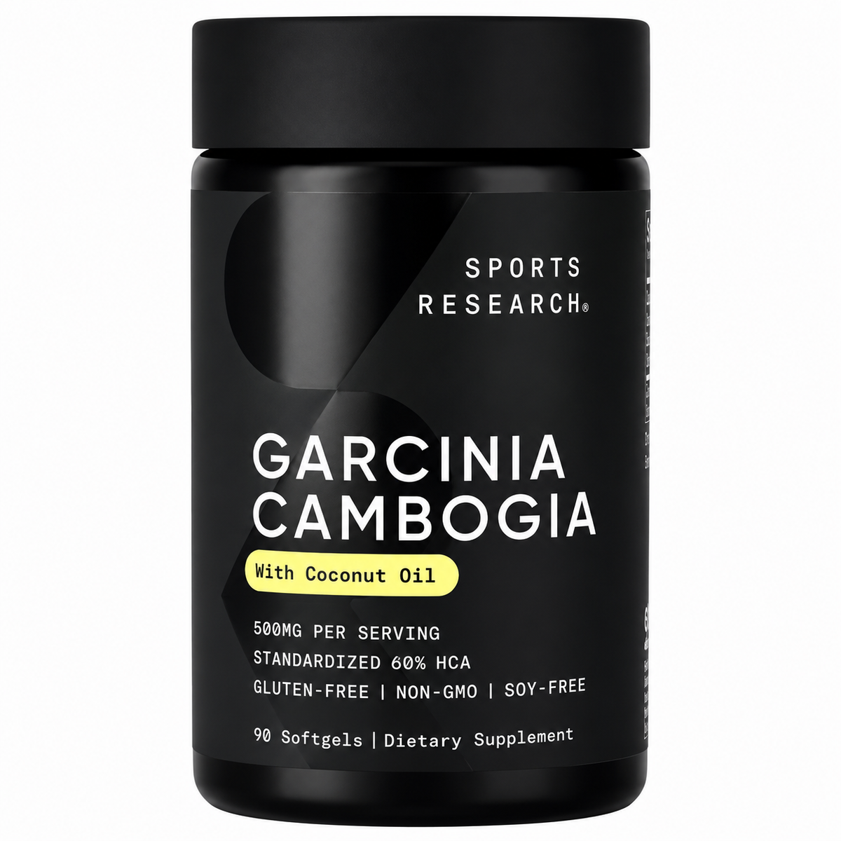 Sports Research Garcinia Cambogia with Coconut Oil – 500mg 60% HCA | 90 Softgels