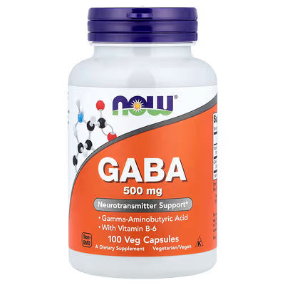 NOW Foods GABA 500mg Neurotransmitter Support 100 Veg Capsules