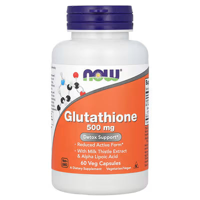 NOW Glutathione 500mg Reduced Active Form 60 Veg Capsules bottle
