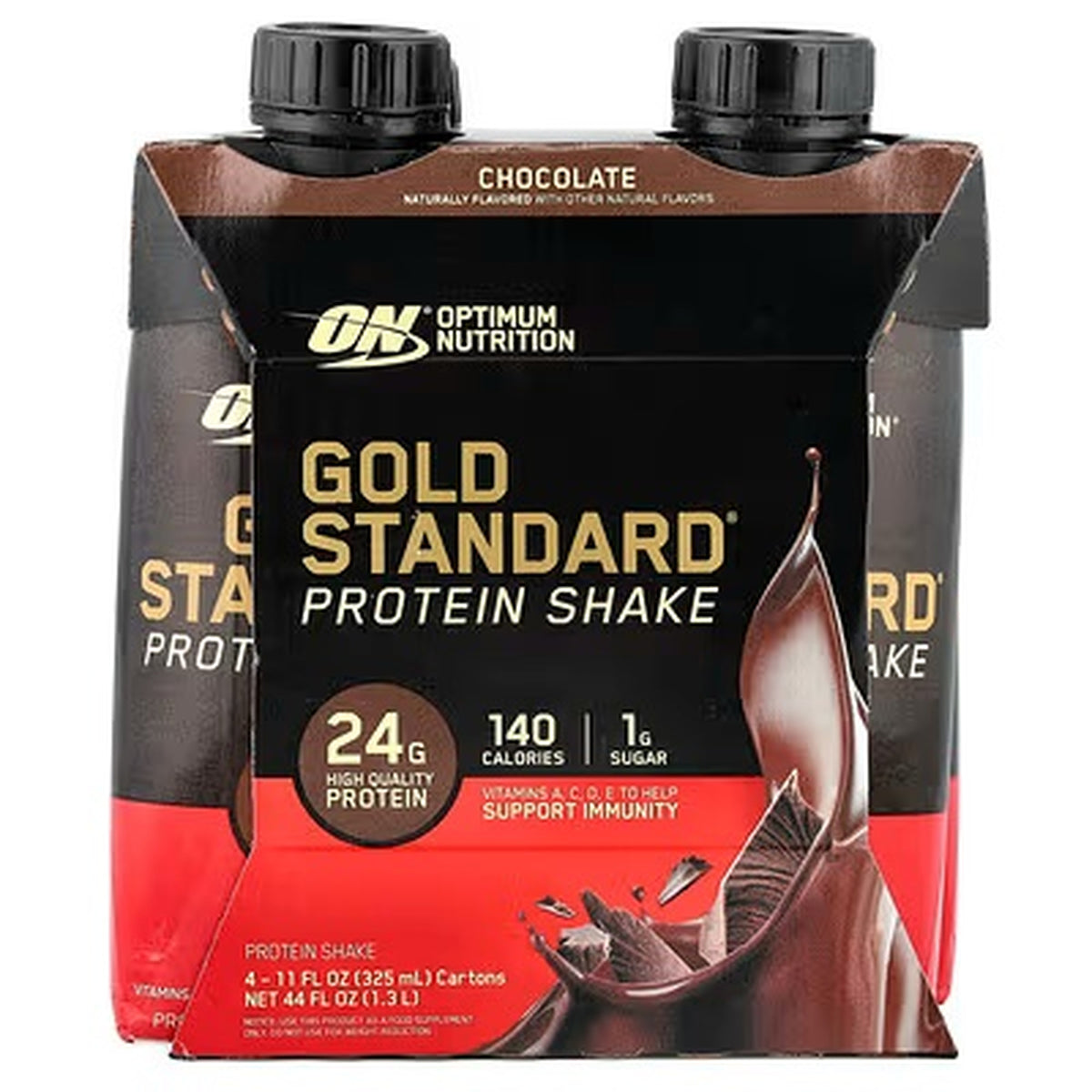 Optimum Nutrition Gold Standard Protein Shake – Chocolate, 4 × 325 mL — product image 1