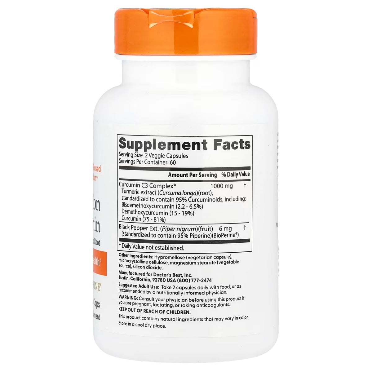 Doctor’s Best High Absorption Curcumin with BioPerine – 120 Veggie Capsules — product image 2