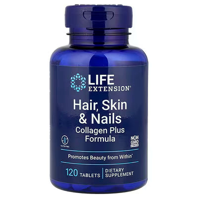 Life Extension Hair Skin and Nails Collagen Plus Formula Promotes Beauty from Within 120 Tablets