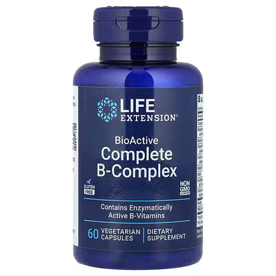 Life Extension BioActive Complete B-Complex – 60 Vegetarian Capsules with Enzymatically Active B-Vitamins