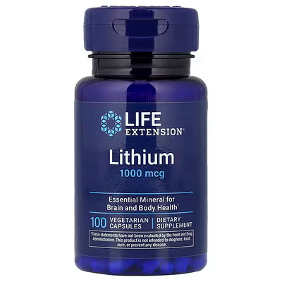 Life Extension Lithium 1000 mcg – 100 Vegetarian Capsules, Essential Mineral for Brain and Body Health