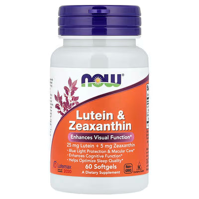 NOW Foods Lutein and Zeaxanthin 25mg 5mg Eye Health 60 Softgels