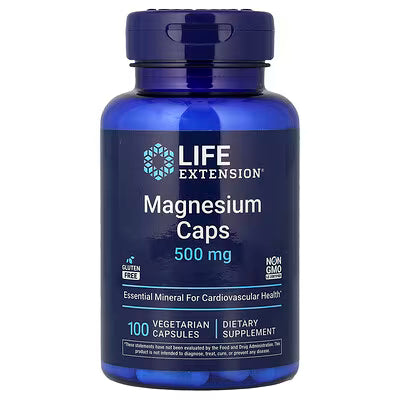 Life Extension Magnesium Caps 500 mg – 100 Vegetarian Capsules, Essential Mineral for Cardiovascular Health