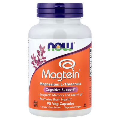 NOW Magtein Magnesium L-Threonate Cognitive Support Memory Brain Health 90 Veg Capsules bottle
