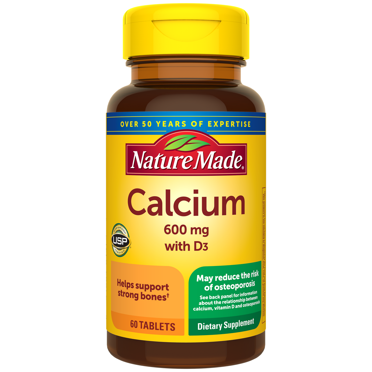 Nature Made Calcium 600 mg + D3 – 60 Tablets — front package