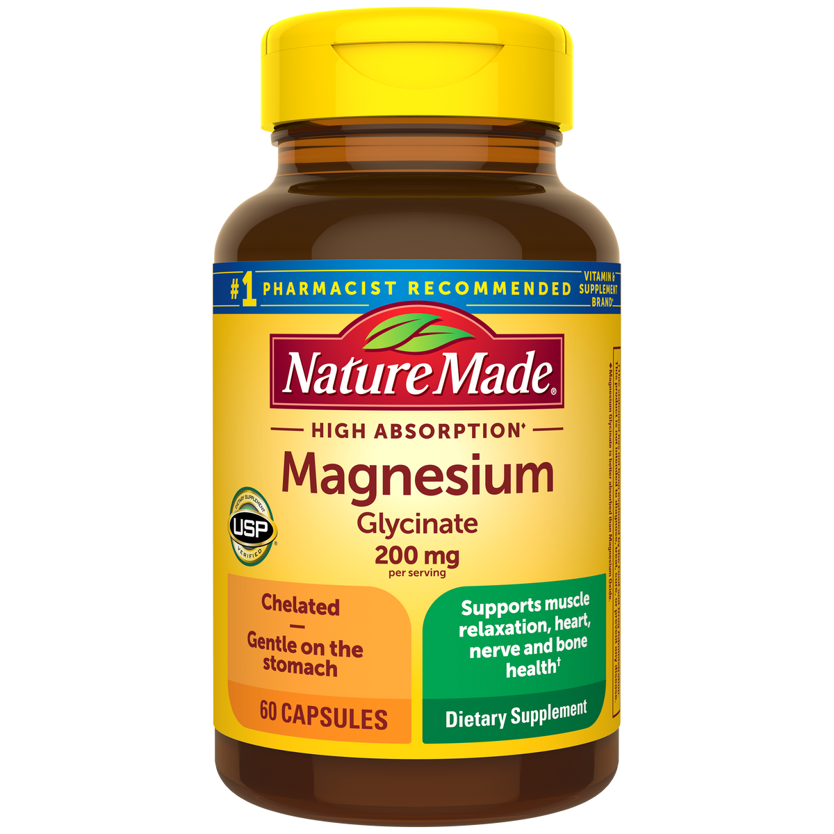 Nature Made Magnesium Glycinate 200 mg – 60 Capsules — front package